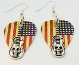CLEARANCE Guitar with Skull Charms Guitar Pick Earrings - Pick Your Color