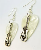 CLEARANCE Guitar with Skull Charms Guitar Pick Earrings - Pick Your Color