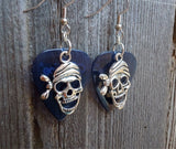 CLEARANCE Pirate Skull with Bandana Charm Guitar Pick Earrings - Pick Your Color