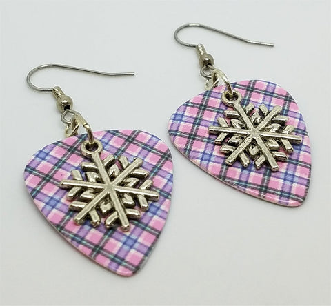 CLEARANCE Snowflake Charm Guitar Pick Earrings - Pick Your Color