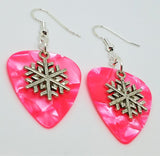CLEARANCE Snowflake Charm Guitar Pick Earrings - Pick Your Color