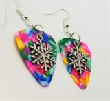 CLEARANCE Snowflake Charm Guitar Pick Earrings - Pick Your Color