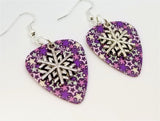 CLEARANCE Snowflake Charm Guitar Pick Earrings - Pick Your Color