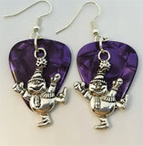 CLEARANCE Snowman Charm Guitar Pick Earrings - Pick Your Color