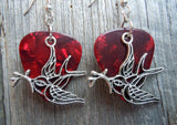 CLEARANCE Old School Tattoo Style Sparrow Charm Guitar Pick Earrings - Pick Your Color