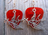 CLEARANCE Old School Tattoo Style Sparrow Charm Guitar Pick Earrings - Pick Your Color