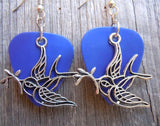 CLEARANCE Old School Tattoo Style Sparrow Charm Guitar Pick Earrings - Pick Your Color