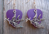 CLEARANCE Old School Tattoo Style Sparrow Charm Guitar Pick Earrings - Pick Your Color