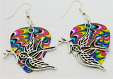 CLEARANCE Old School Tattoo Style Sparrow Charm Guitar Pick Earrings - Pick Your Color