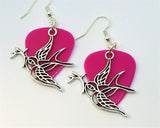 CLEARANCE Old School Tattoo Style Sparrow Charm Guitar Pick Earrings - Pick Your Color