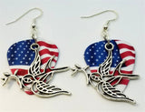 CLEARANCE Old School Tattoo Style Sparrow Charm Guitar Pick Earrings - Pick Your Color
