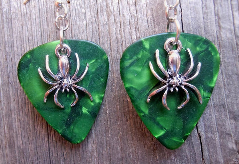 CLEARANCE Spider Charm Guitar Pick Earrings - Pick Your Color