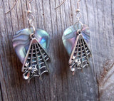 CLEARANCE Spider on Spiderweb Charms Guitar Pick Earrings - Pick Your Color