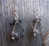 CLEARANCE Spider on Spiderweb Charms Guitar Pick Earrings - Pick Your Color