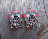 CLEARANCE Spider on Spiderweb Charms Guitar Pick Earrings - Pick Your Color