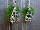 CLEARANCE Spider on Spiderweb Charms Guitar Pick Earrings - Pick Your Color