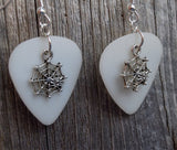CLEARANCE Spiderweb with Spider Charm Guitar Pick Earrings - Pick Your Color