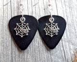 CLEARANCE Spiderweb with Spider Charm Guitar Pick Earrings - Pick Your Color