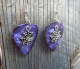 CLEARANCE Spiderweb with Spider Charm Guitar Pick Earrings - Pick Your Color