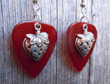 CLEARANCE Strawberry Charm Guitar Pick Earrings - Pick Your Color