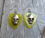 Sugar Skull Charm Guitar Pick Earrings 3D - Pick Your Color