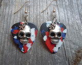Sugar Skull Charm Guitar Pick Earrings 3D - Pick Your Color