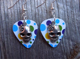 Sugar Skull Charm Guitar Pick Earrings 3D - Pick Your Color
