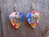 CLEARANCE Sugar Skull Playing the Guitar Charm Guitar Pick Earrings - Pick Your Color