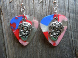 CLEARANCE Sugar Skull Playing the Guitar Charm Guitar Pick Earrings - Pick Your Color