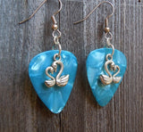 CLEARANCE Swan Heart Charm Guitar Pick Earrings - Pick Your Color