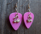CLEARANCE Swan Heart Charm Guitar Pick Earrings - Pick Your Color