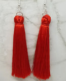 Red Silky Tassel Earrings