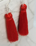 Red Silky Tassel Earrings