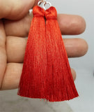 Red Silky Tassel Earrings