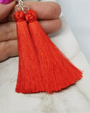 Red Silky Tassel Earrings