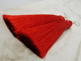 Red Silky Tassel Earrings