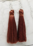Brown Silky Tassel Earrings