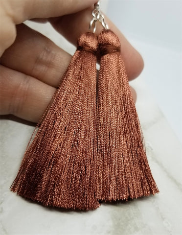 Brown Silky Tassel Earrings