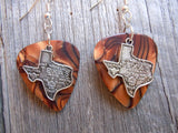 State of Texas Charm Guitar Pick Earrings - Pick Your Color