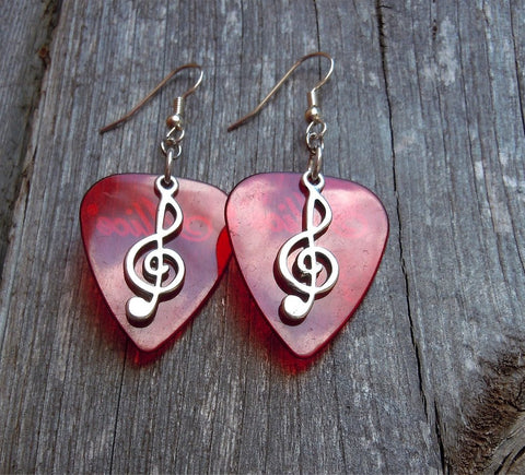 Clef Charm Guitar Pick Earrings - Pick Your Color