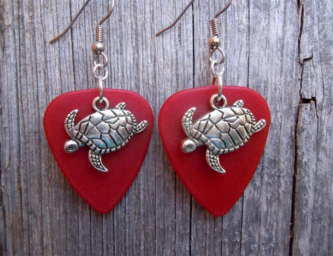 CLEARANCE Turtle Charm Guitar Pick Earrings - Pick Your Color