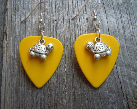 CLEARANCE Cartoonish Turtle Charm Guitar Pick Earrings - Pick Your Color