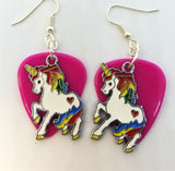 CLEARANCE Rainbow Unicorn Charm Guitar Pick Earrings - Pick Your Color