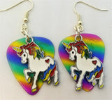 CLEARANCE Rainbow Unicorn Charm Guitar Pick Earrings - Pick Your Color