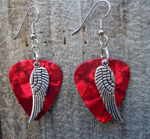 CLEARANCE Single Wing Charm Guitar Pick Earrings - Pick Your Color