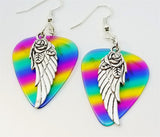 CLEARANCE Wings and Roses Guitar Pick Earrings - Pick Your Color