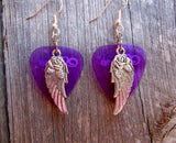 CLEARANCE Wings and Roses Guitar Pick Earrings - Pick Your Color