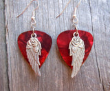 CLEARANCE Wings and Roses Guitar Pick Earrings - Pick Your Color