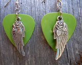 CLEARANCE Wings and Roses Guitar Pick Earrings - Pick Your Color
