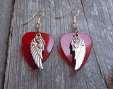 CLEARANCE Wings and Roses Guitar Pick Earrings - Pick Your Color